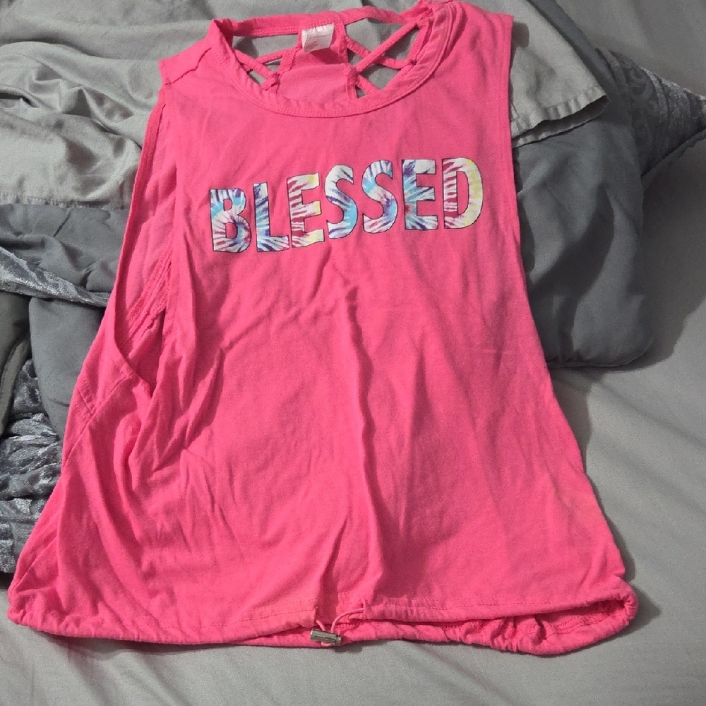 No Boundaries Pink Tank Top with 'Blessed' Design